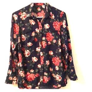 Divided Floral button down top